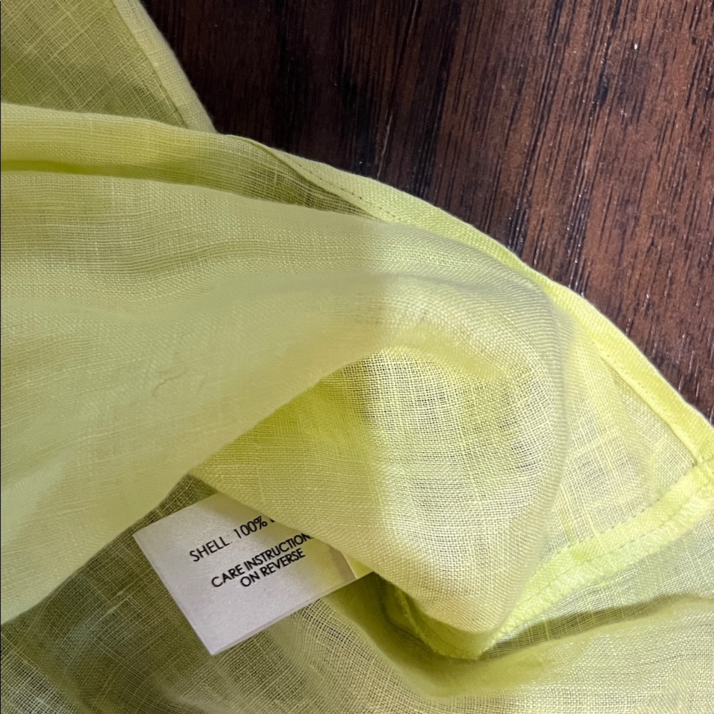 Lime Green linen  Blouse - Picture 3 of 4